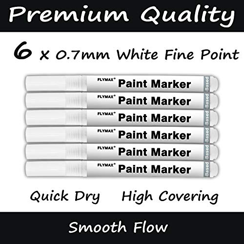 White Paint Pen, 6 Pack 0.7mm Acrylic White Permanent Marker White...