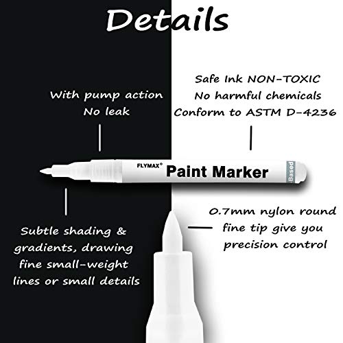 White Paint Pen, 6 Pack 0.7mm Acrylic White Permanent Marker White...