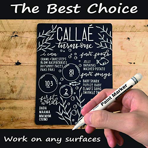 White Paint Pen, 6 Pack 0.7mm Acrylic White Permanent Marker White...