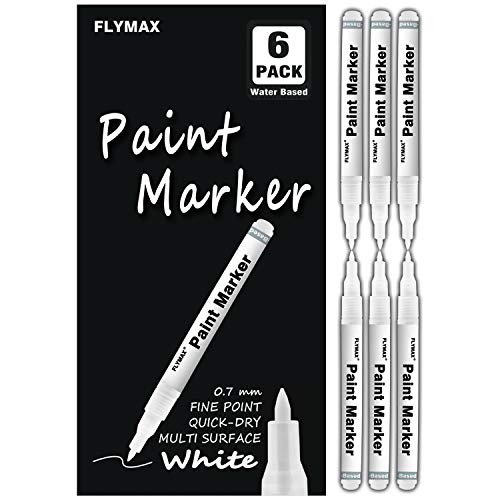 White Paint Pen, 6 Pack 0.7mm Acrylic White Permanent Marker White...