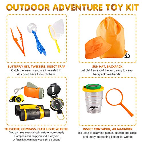 FNKTQL Kids Outdoor Adventure Set, Explorer Kit. Nature Exploratio...