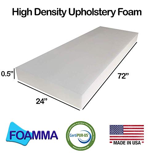 FOAMMA 0.5 x 24 x 72 High Density Upholstery Foam Cushion,Seat ...