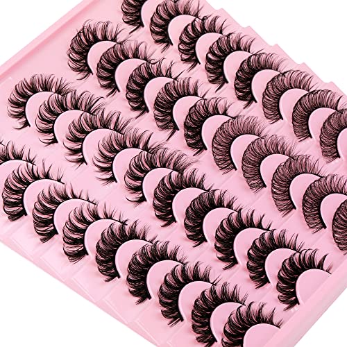 Focipeysa False Lashes Natural Look 20 Pairs Strip Fluffy D Curl F...