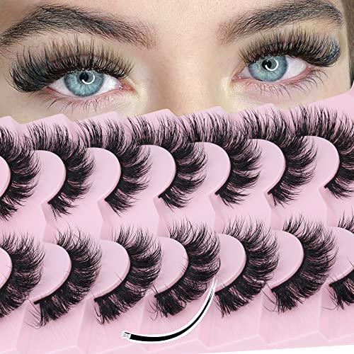 Mink Lashes Natural Look False Eyelashes Fluffy Flat Eyelashes 3D ...
