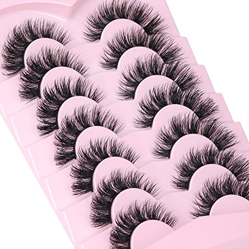 Mink Lashes Natural Look False Eyelashes Fluffy Flat Eyelashes 3D ...
