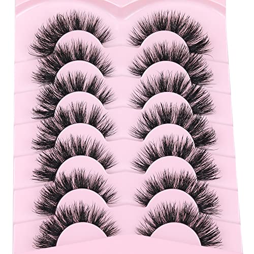 Mink Lashes Natural Look False Eyelashes Fluffy Flat Eyelashes 3D ...