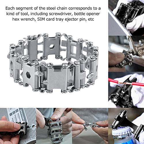 Multi Tool Bracelet,29 in 1 Stainless Steel Tread Chains,Portable ...