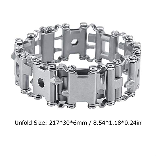 Multi Tool Bracelet,29 in 1 Stainless Steel Tread Chains,Portable ...
