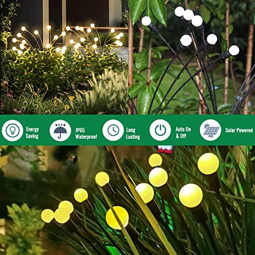 FOCUSKY Solar Garden Lights,Firefly Lights Solar Outdoor, 4Pack 10...