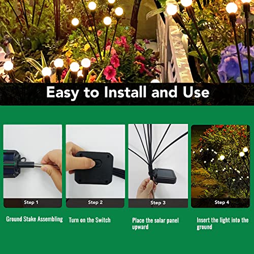 FOCUSKY Solar Garden Lights,Firefly Lights Solar Outdoor, 4Pack 10...