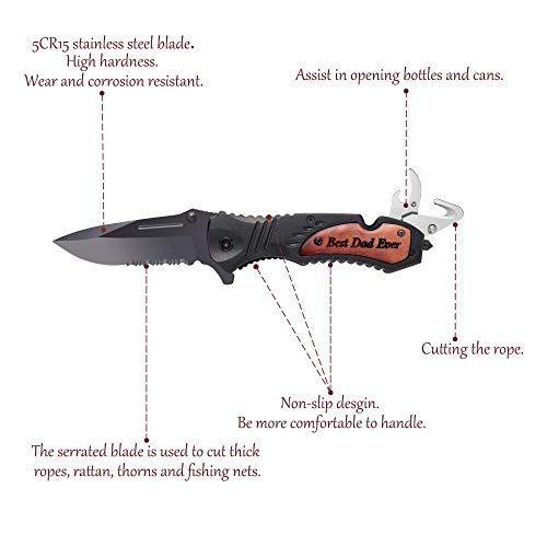 Engraved Pocket Knife-Personalized Knife for Father-Best Dad Ever-...