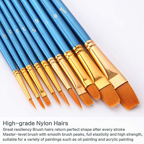 Foeran Paint Brushes Set,3 Pack 30 Pcs Round Pointed Tip Paint Bru...