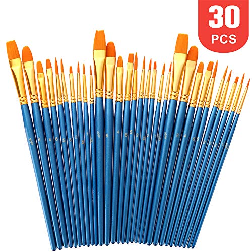 Foeran Paint Brushes Set,3 Pack 30 Pcs Round Pointed Tip Paint Bru...