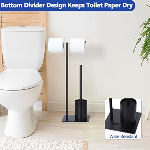 Fogein Toilet Paper Holder Stand with Toilet Brush Holder, Freesta...
