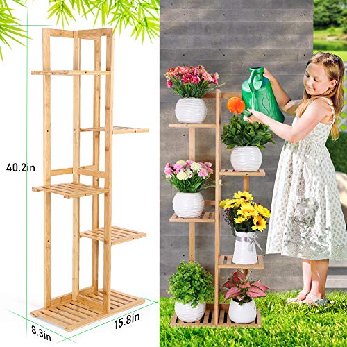 Foldify Bamboo Plant Stand Indoor&Outdoor Multiple Flower Pot Hold...