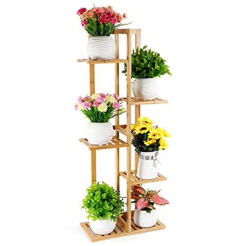 Foldify Bamboo Plant Stand Indoor&Outdoor Multiple Flower Pot Hold...