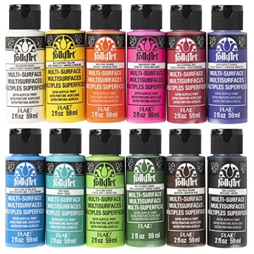FolkArt Multi-Surface Paint Set 2 Ounce, PROMO830 No.1 12-Pack