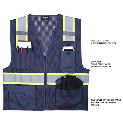 FONIRRA Hi Vis Safety Mesh Vest for Men ANSI Class 2 High Visibili...