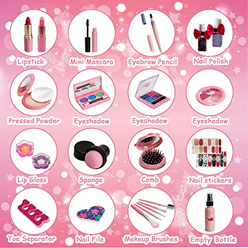 Kids Washable Makeup Girl Toys - Kids Makeup Kit for Girl, Real Ma...