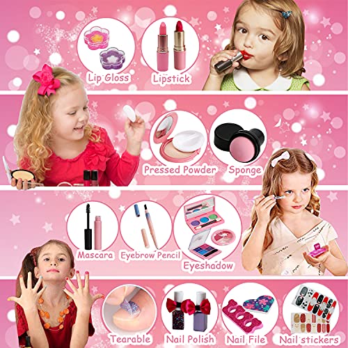 Kids Washable Makeup Girl Toys - Kids Makeup Kit for Girl, Real Ma...