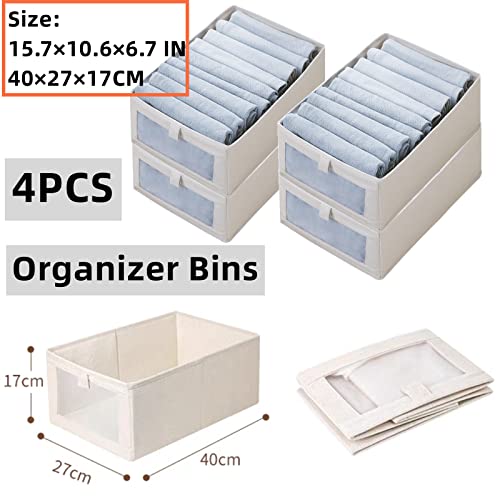 Fordonral 4 Pack Linen Storage Bins, Storage Containers for Organi...