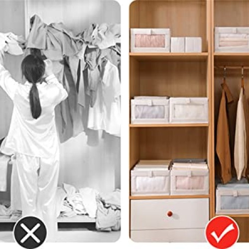 Fordonral 4 Pack Linen Storage Bins, Storage Containers for Organi...