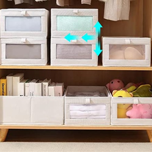 Fordonral 4 Pack Linen Storage Bins, Storage Containers for Organi...