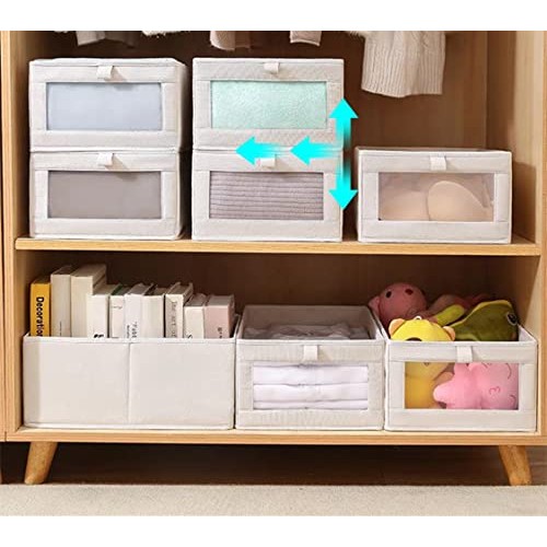 Fordonral 4 Pack Linen Storage Bins, Storage Containers for Organi...