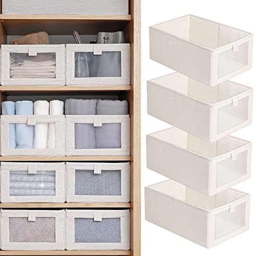 Fordonral 4 Pack Linen Storage Bins, Storage Containers for Organi...