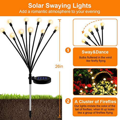 Forlivese Solar Swaying Lights, Garden Lights Solar Powered Waterp...