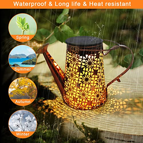 Solar Watering Can with Lights, Solar Lights Outdoor Waterproof, S...