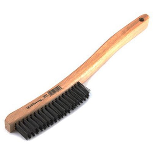 Forney 70504 Wire Scratch Brush, Carbon Steel with Curved Wood Han...