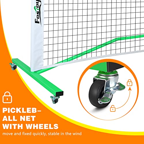 Fostoy Pickleball Net Set with Wheels, 22 FT Regulation Size, Cour...