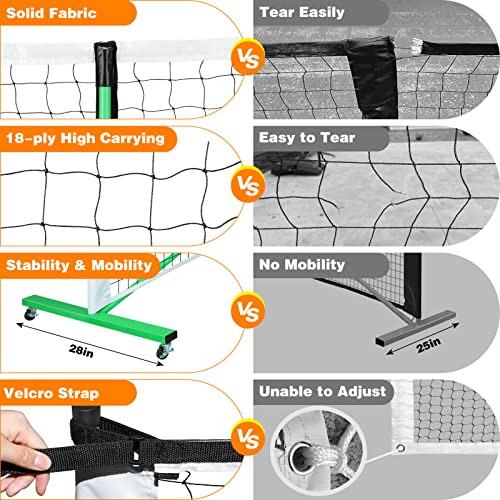 Fostoy Pickleball Net Set with Wheels, 22 FT Regulation Size, Cour...