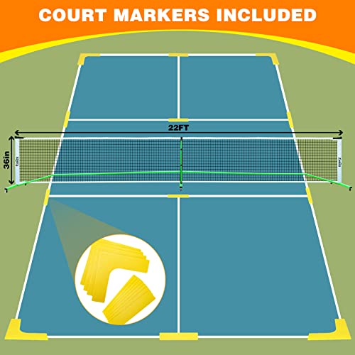 Fostoy Pickleball Net Set with Wheels, 22 FT Regulation Size, Cour...