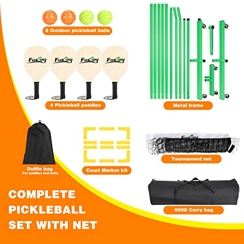 Fostoy Pickleball Net Set with Wheels, 22 FT Regulation Size, Cour...
