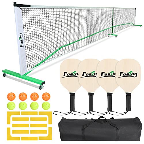 Fostoy Pickleball Net Set with Wheels, 22 FT Regulation Size, Cour...