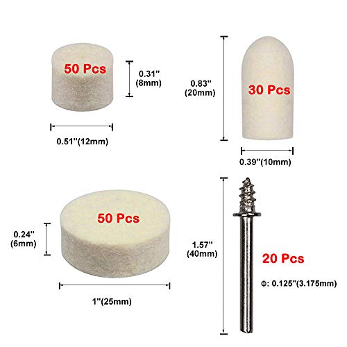 150 Pcs Wool Felt Polishing Pad & Polishing Wheel, Point & Mandrel...
