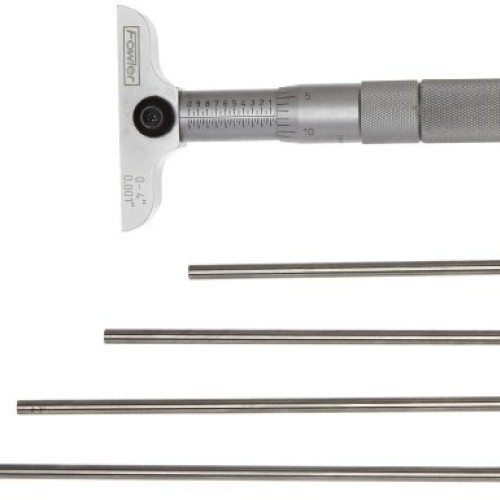 Fowler 52-225-110 Economy Depth Micrometer, 0-4 Measuring Range, ...