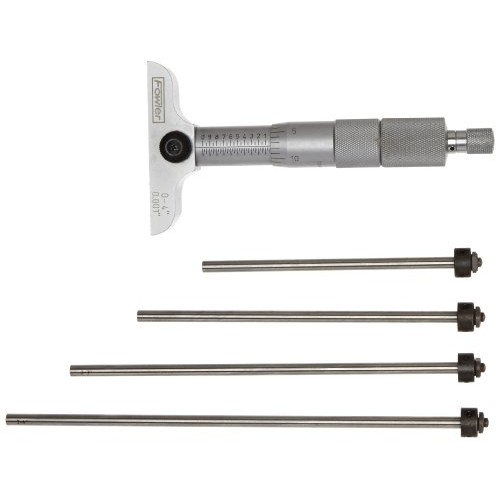 Fowler 52-225-110 Economy Depth Micrometer, 0-4 Measuring Range, ...