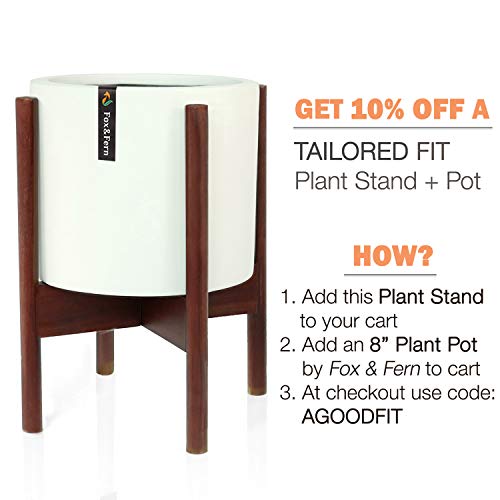 Fox & Fern Indoor Plant Stand Acacia - EXCLUDING 8 White Ceramic ...