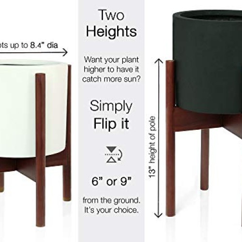 Fox & Fern Indoor Plant Stand Acacia - EXCLUDING 8 White Ceramic ...