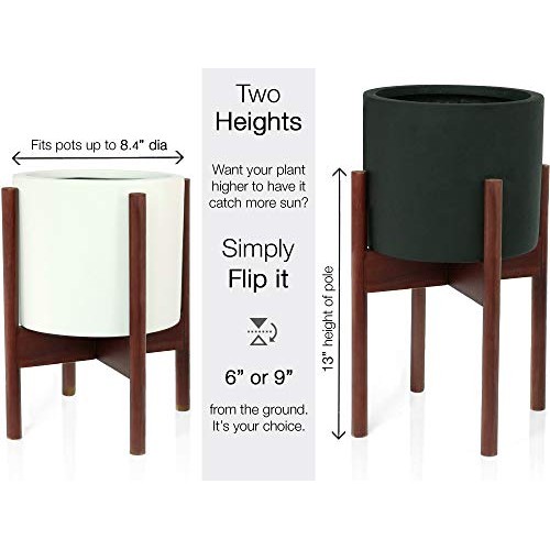 Fox & Fern Indoor Plant Stand Acacia - EXCLUDING 8 White Ceramic ...