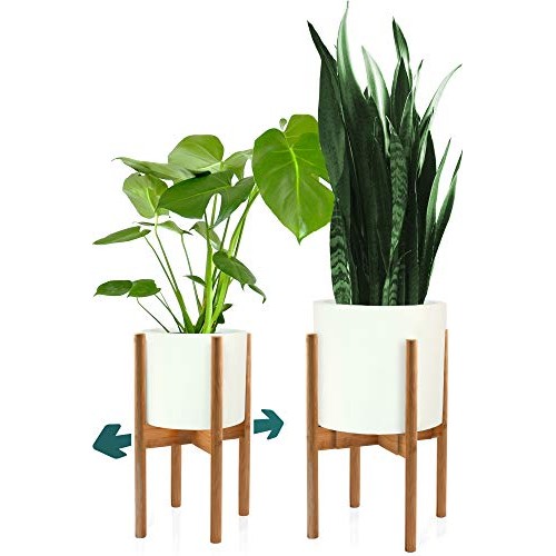 Fox & Fern Mid Century Plant Stand - Width 8 up to 12 - Bamboo -...