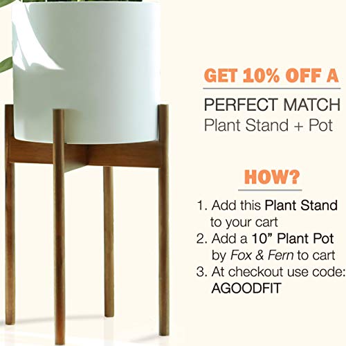 Fox & Fern Tall Plant Stand Acacia - EXCLUDING 10 White Ceramic P...