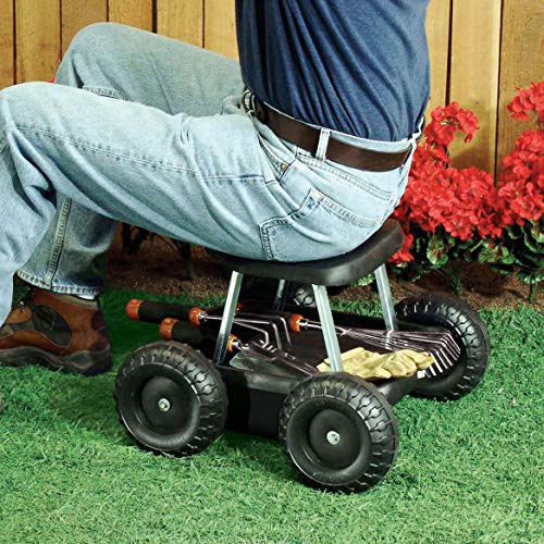 Fox Valley Traders Rolling Garden Cart Scooter with Seat and Utili...