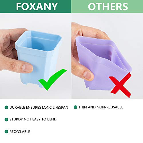Foxany 3 Plants Nursery Pot, 30 Pcs Thick Plastic Square Flower P...