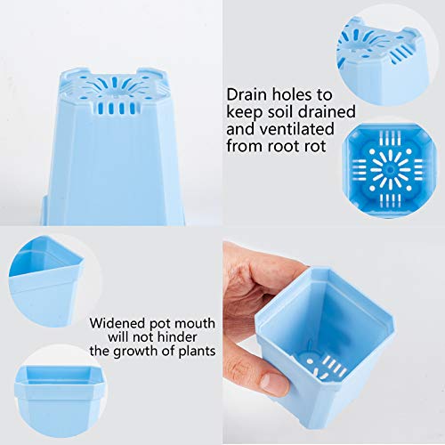Foxany 3 Plants Nursery Pot, 30 Pcs Thick Plastic Square Flower P...