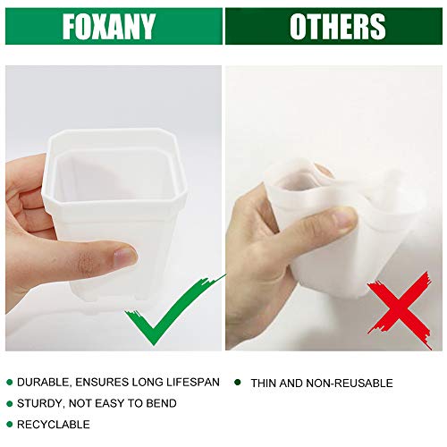 Foxany 30 Pcs 3 Plants Nursery Pot, Thick Plastic Square Flower P...