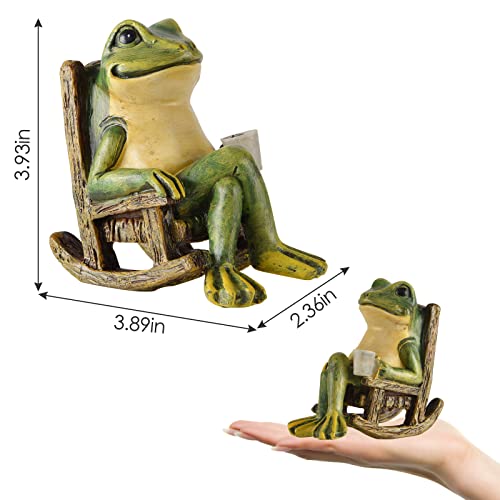 FOXMIS Miniature Frog Garden Statue Spring Home Decor Fairy Garden...
